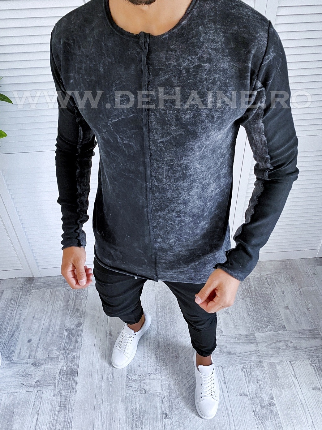 Bluza barbati neagra slim fit t3654 n5-3